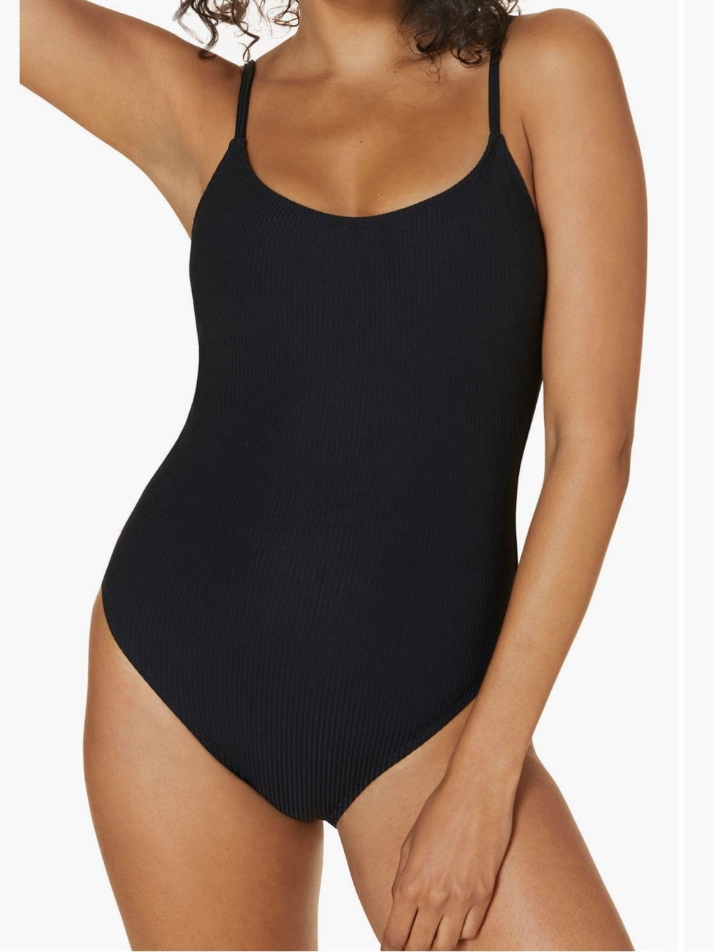 Andie Swim Amalfi Rib One Piece Swimsuit Black NWT Size Medium Tall MT